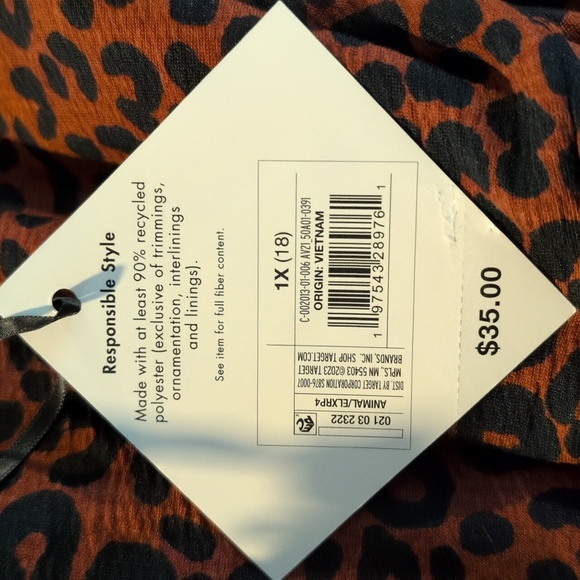 Ava & Viv Women's Long Sleeve Animal Print Faux Wrap Midi Dress NWT Size 1X - Picture 4 of 5